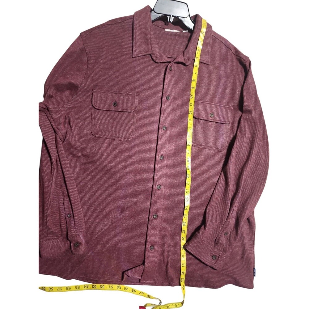 ROWM Men’s 3XT Burgundy Button-Front Long Sleeve Casual Overshirt - Picture 4 of 7